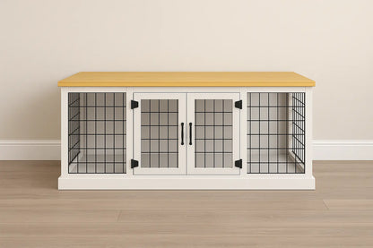 The DUO – Arctic Hinged Style Double Wooden Dog Crate With Mesh Paws and Willow