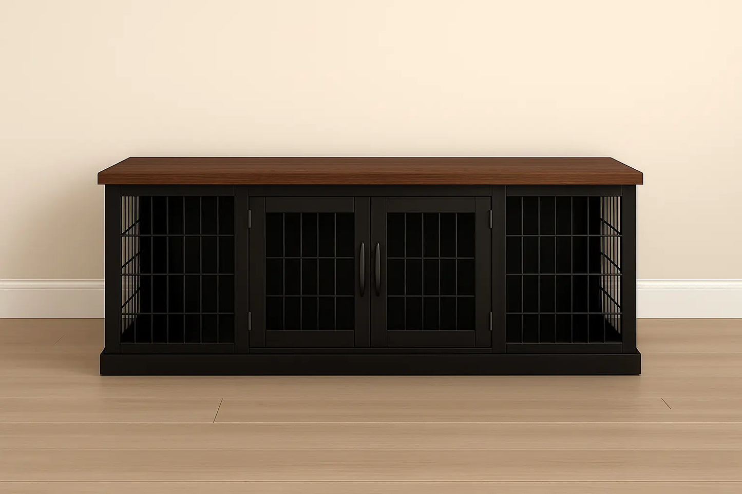 The DUO – Night Sky Hinged Style Double Wooden Dog Crate With Mesh Paws and Willow