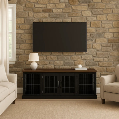 The DUO – Night Sky Barn Style Double Wooden Dog Crate With Mesh Paws and Willow