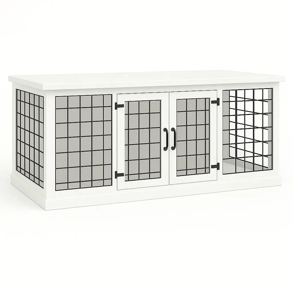 The LOFT – Arctic Open Plan Wooden Dog Crate with Mesh & Hinged Doors Paws and Willow