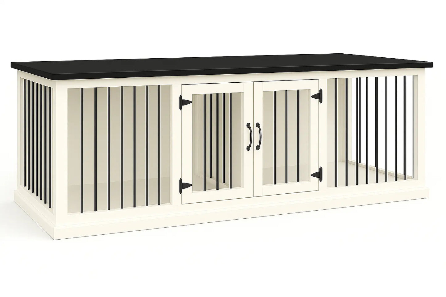 The DUO – Arctic Hinged Double Wooden Dog Crate With Bars Paws and Willow