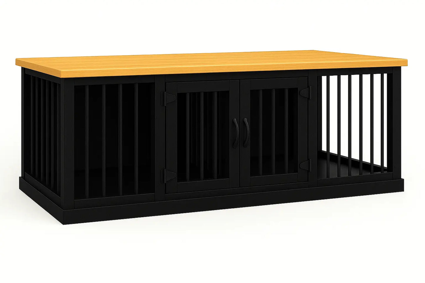 The DUO – Night Sky Hinged Double Wooden Dog Crate With Bars Paws and Willow