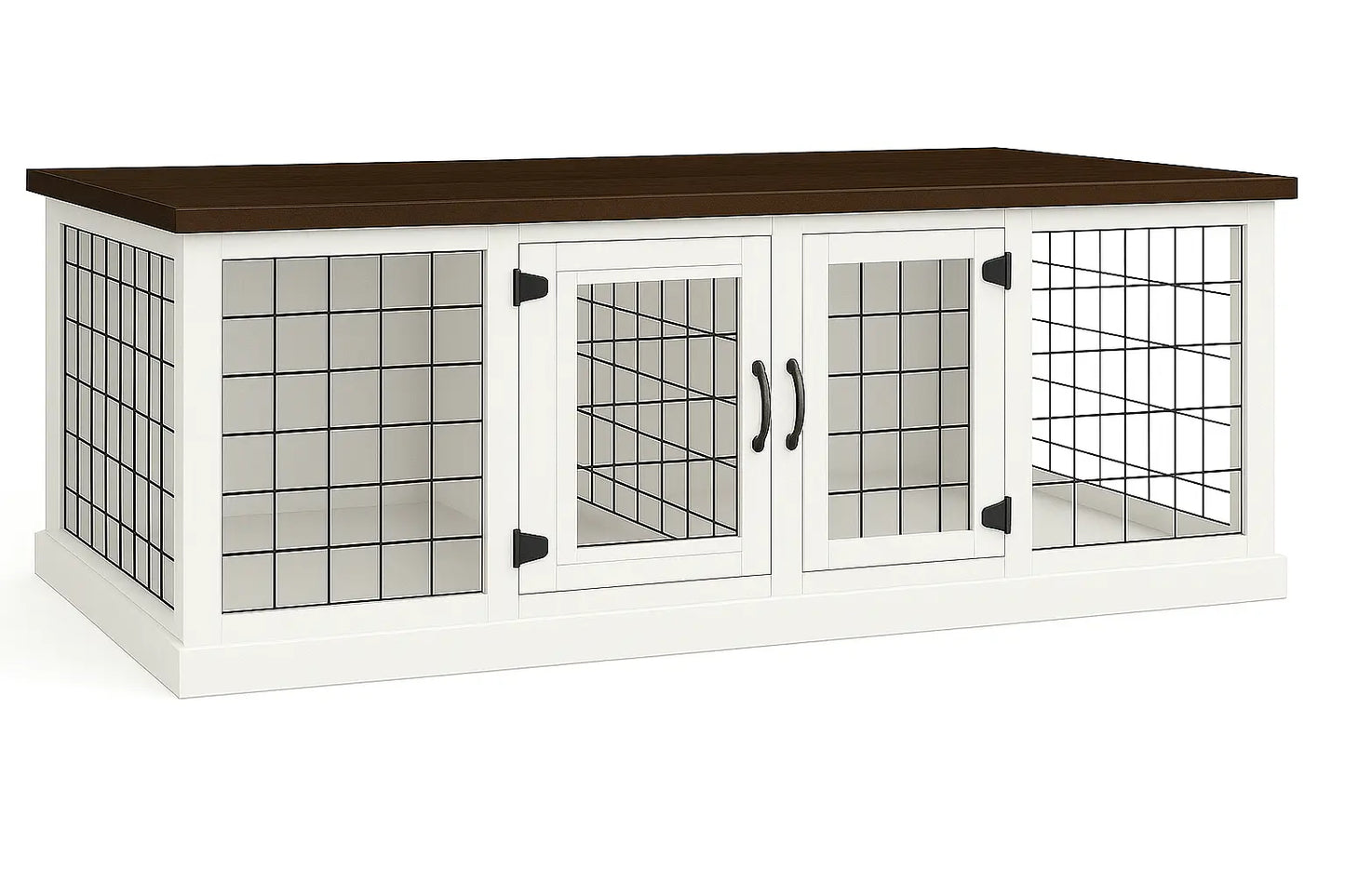 The DUO – Arctic Hinged Style Double Wooden Dog Crate With Mesh Paws and Willow