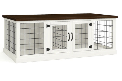 The DUO – Arctic Hinged Style Double Wooden Dog Crate With Mesh Paws and Willow