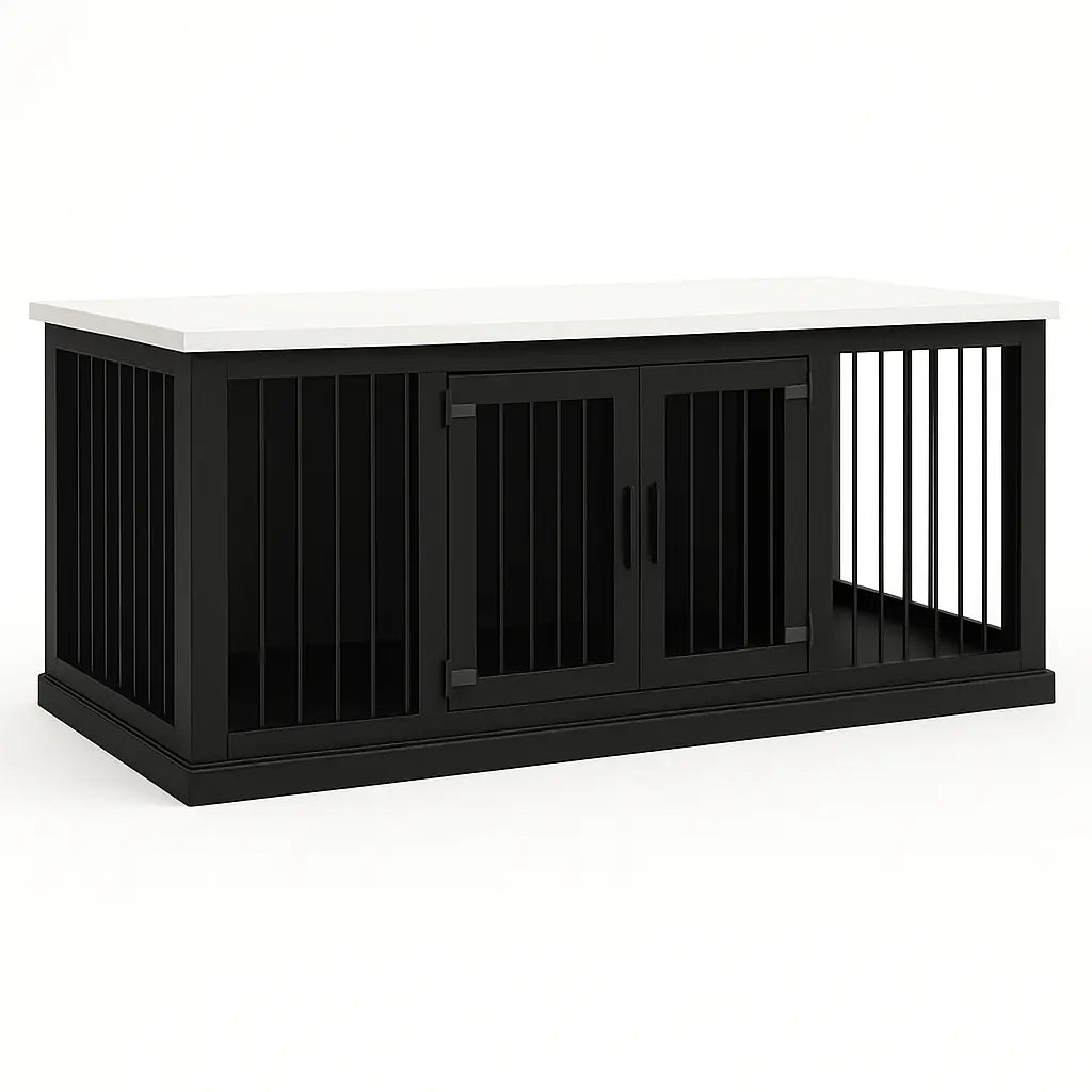 The LOFT – Night Sky Open Plan Wooden Dog Crate with Bars & Hinged Doors Paws and Willow