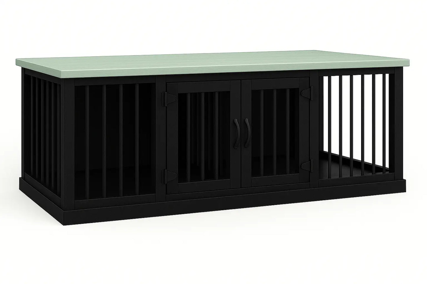 The DUO – Night Sky Hinged Double Wooden Dog Crate With Bars Paws and Willow