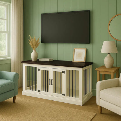 The LOFT – Arctic Open Plan Wooden Dog Crate with Bars & Hinged Doors Paws and Willow