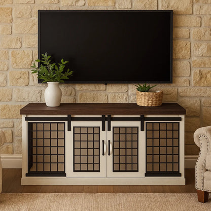 The LOFT – Arctic Barn Style Wooden Open Plan Dog Crate With Mesh Paws and Willow