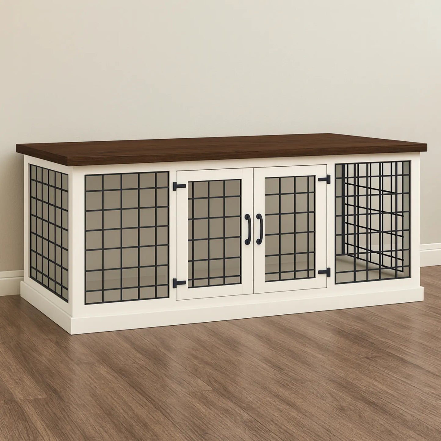 The LOFT – Arctic Open Plan Wooden Dog Crate with Mesh & Hinged Doors Paws and Willow