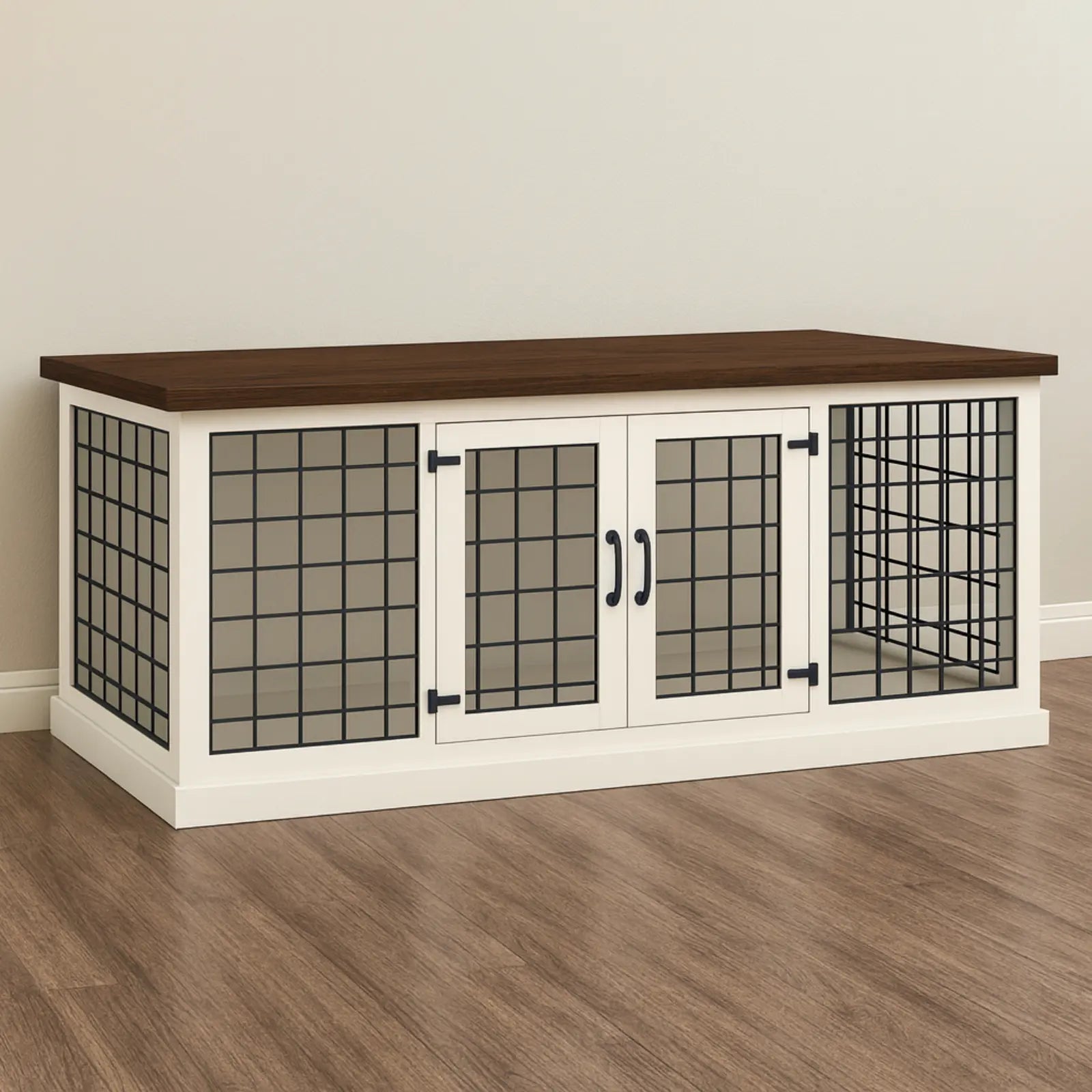 The LOFT – Arctic Open Plan Wooden Dog Crate with Mesh & Hinged Doors Paws and Willow