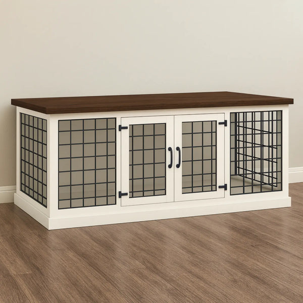 Open Plan Wooden Dog Crate -The LOFT – Arctic, Mesh with Hinged Doors ...