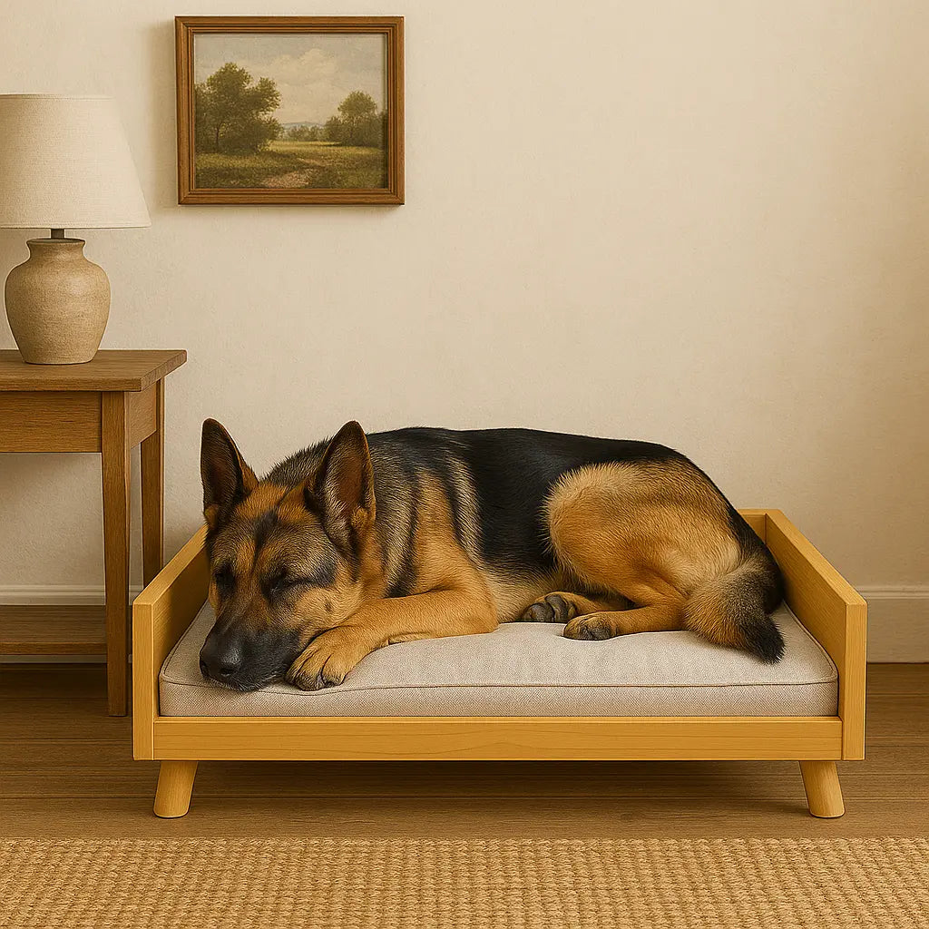 The Retreat LUX Wooden Dog Bed – Bigger Comfort for Bigger Dogs Paws and Willow