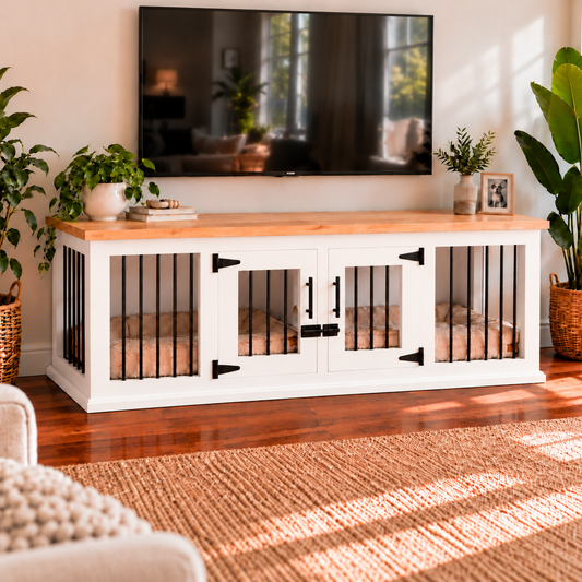 NEW - The DUO– Double Wooden Dog Crate