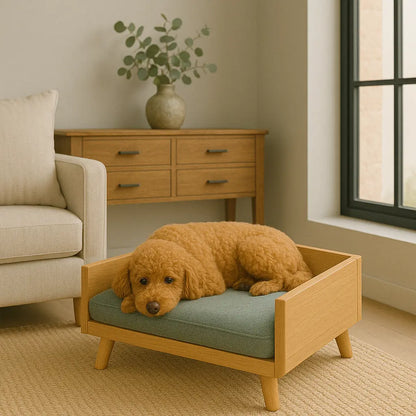 The Retreat Wooden Dog Bed – Minimalist Comfort for Modern Homes Paws and Willow
