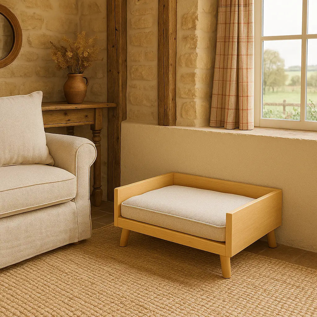 The Retreat Wooden Dog Bed – Minimalist Comfort for Modern Homes Paws and Willow