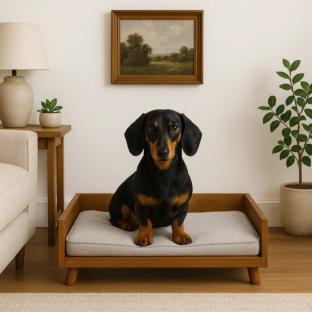 The Retreat Wooden Dog Bed – Minimalist Comfort for Modern Homes Paws and Willow