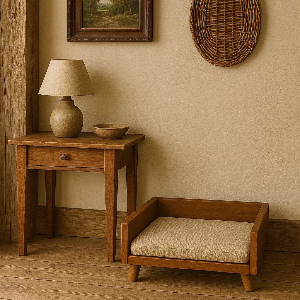 The Retreat Wooden Dog Bed – Minimalist Comfort for Modern Homes Paws and Willow