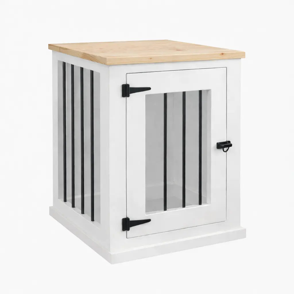 The Den - Arctic Hinged Bedside Table Dog Crate with Bars