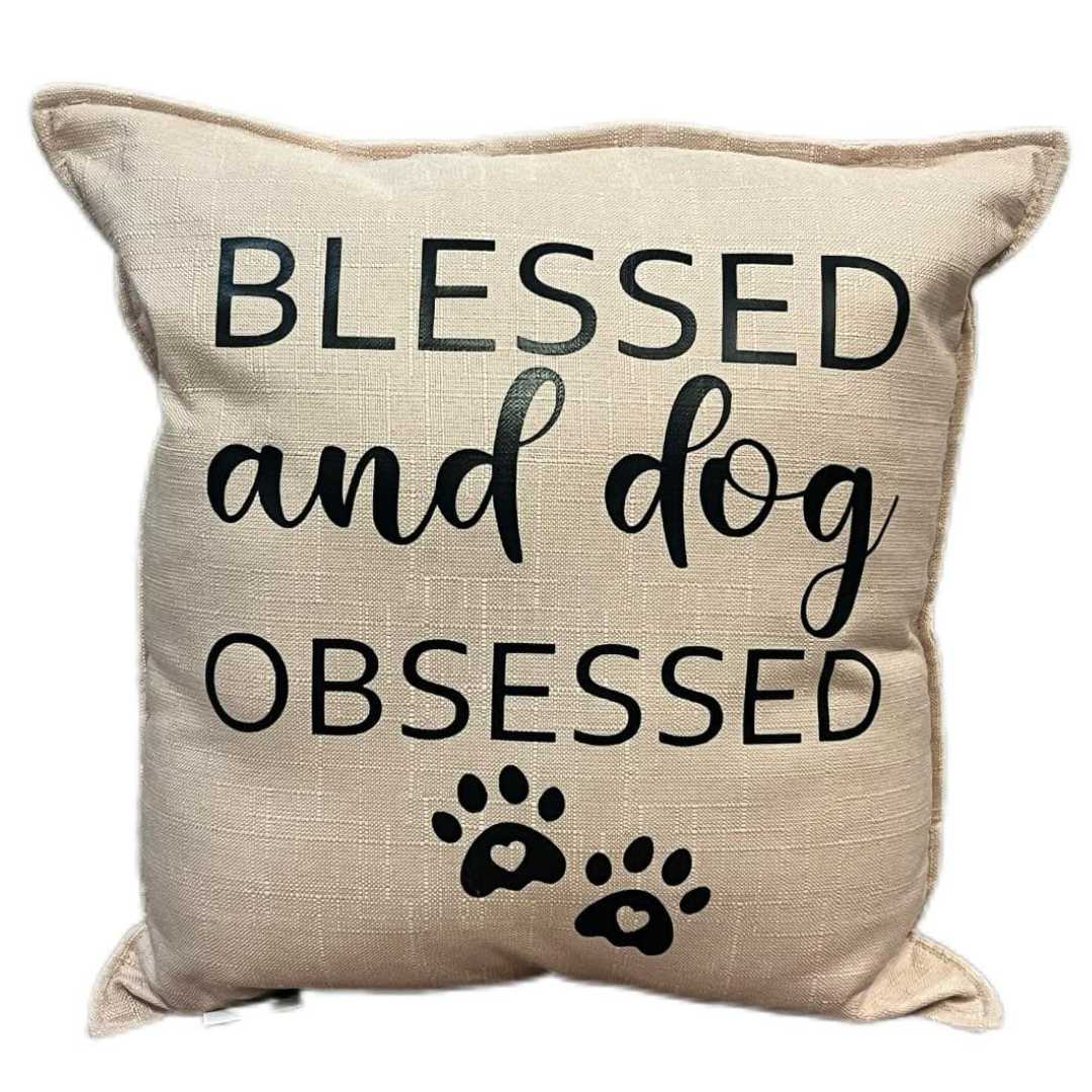 "Blessed and Dog Obsessed" Throw Pillow (40x40 cm) image 0