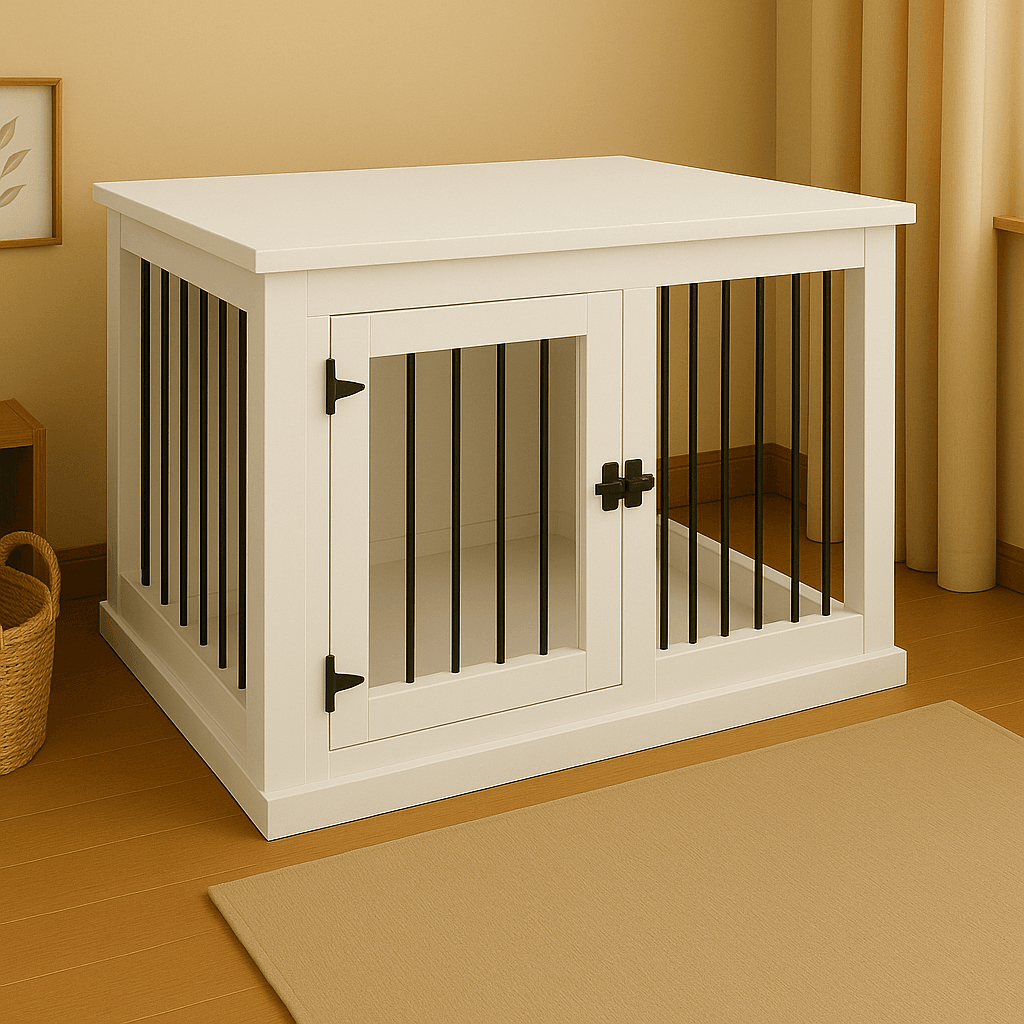 The Studio -Hinged Arctic Single Wooden Dog Crate with Bars image 8