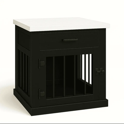 The Den - NIGHT SKY Coloured Bedside Dog Crate with Bars & Hinged Door with Drawer image 2