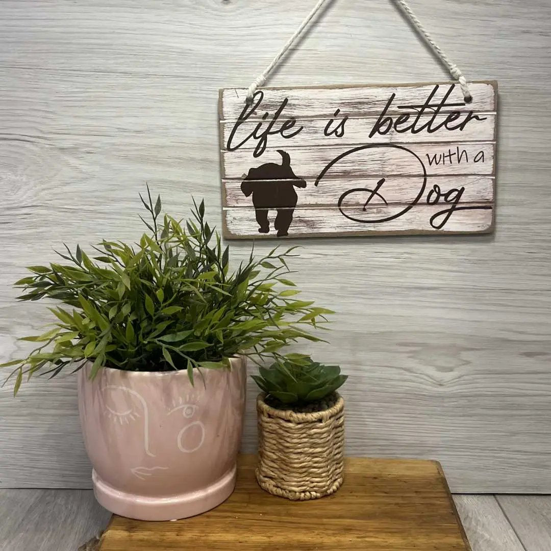 Life Is Better With a Dog" Wooden Sign – A Heartfelt Tribute to Our Furry Friends image 1