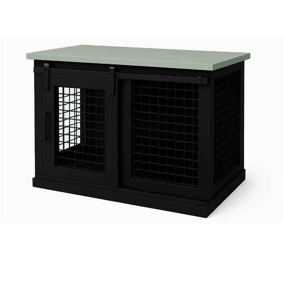 The Studio -Barn Style NIGHT SKY Single Wooden Dog Crate with Mesh - Sage image