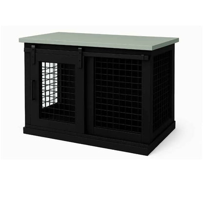 The Studio -Barn Style NIGHT SKY Single Wooden Dog Crate with Mesh - Sage image