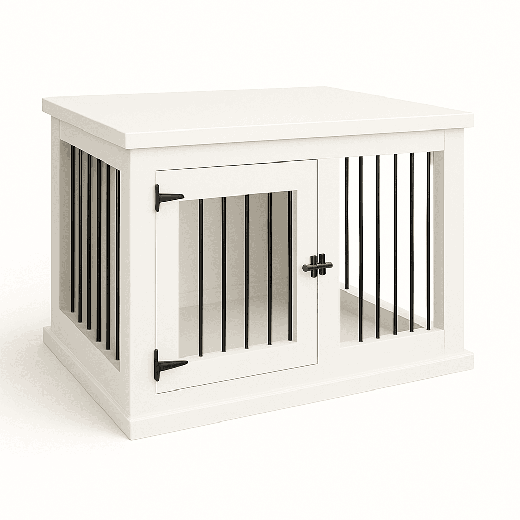 The Studio -Hinged Arctic Single Wooden Dog Crate with Bars - Arctic image