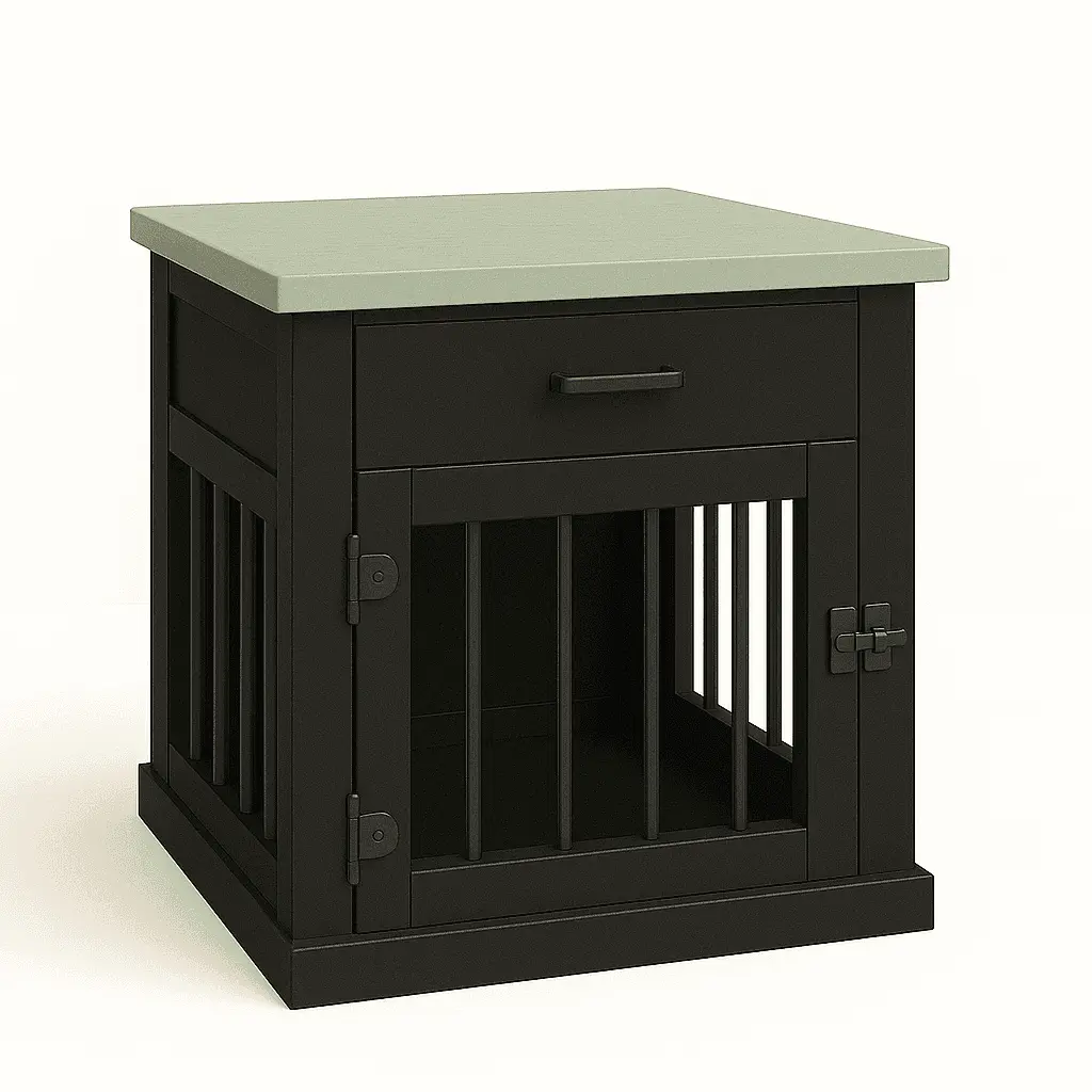 The Den - NIGHT SKY Coloured Bedside Dog Crate with Bars & Hinged Door with Drawer image 4