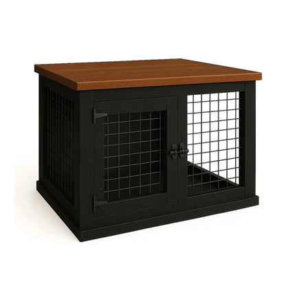 The Studio -Hinged NIGHT SKY Single Wooden Dog Crate with Mesh - Espresso image