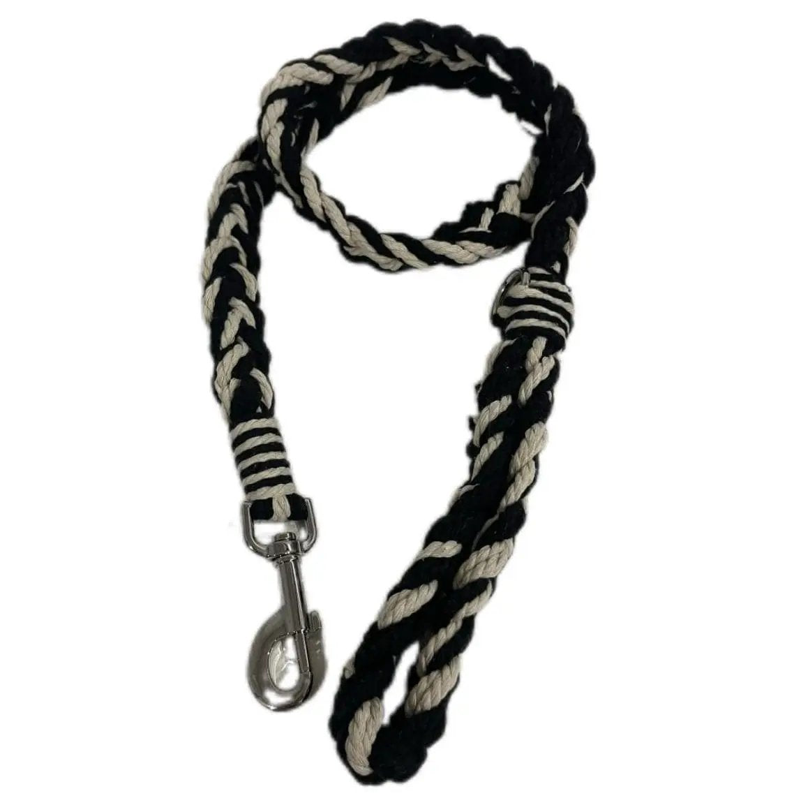 Luxe Macramé Dog Leash (Large) - Black, Silver image
