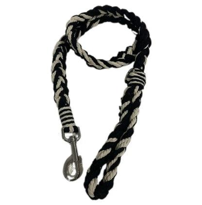 Luxe Macramé Dog Leash (Large) - Black, Silver image