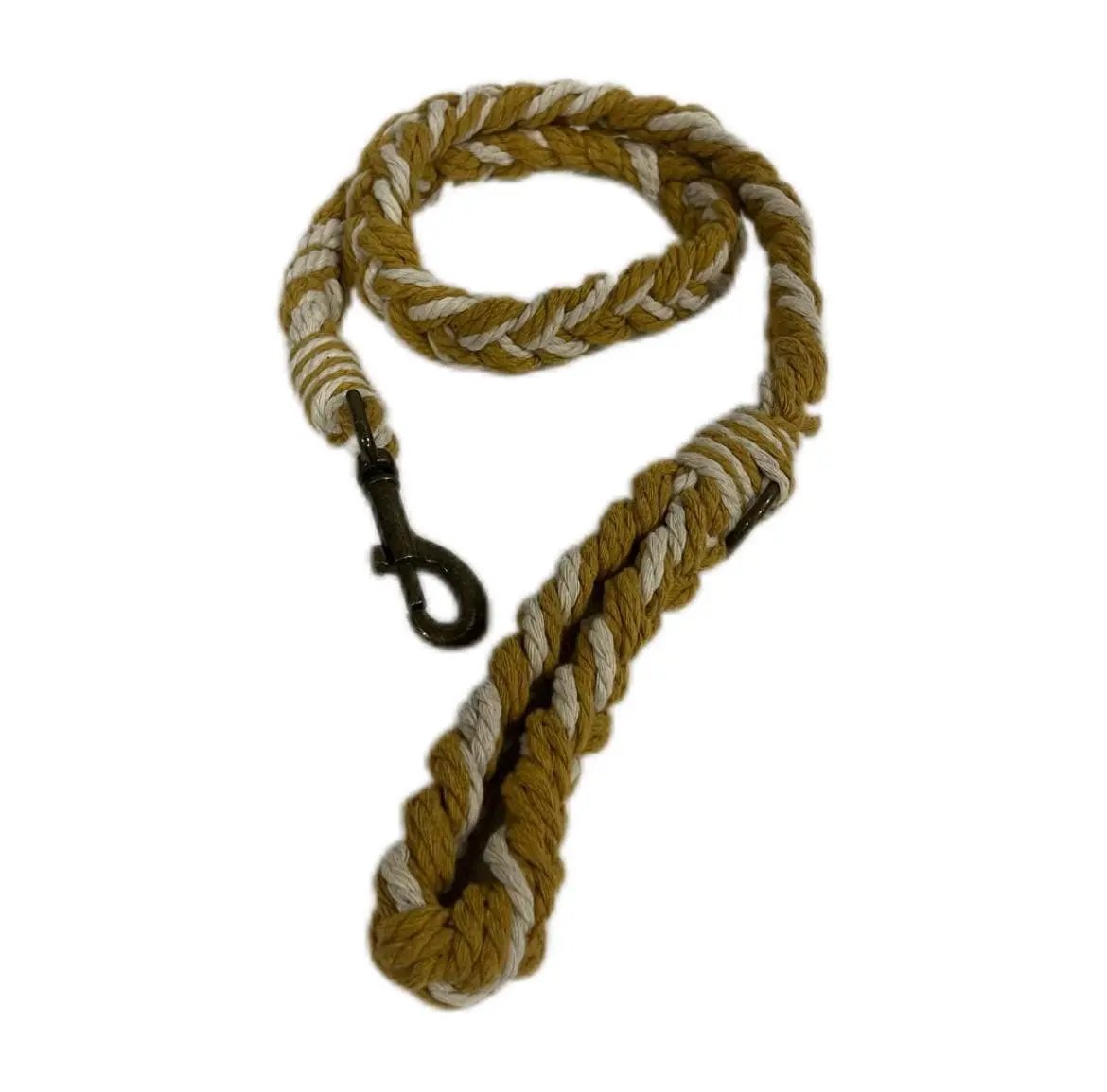 Luxe Macramé Dog Leash (Large) - Mustard, Brass image