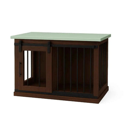 The Studio -Barn Style Espresso Single Wooden Dog Crate with Bars image 1