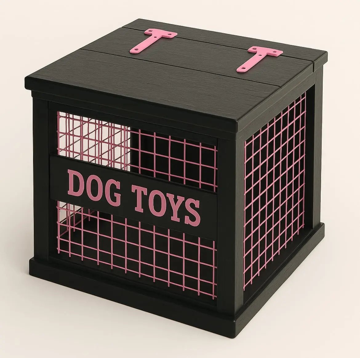 Mesh-Sided Wooden Dog Toy Box image 2