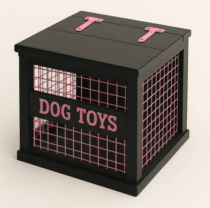 Mesh-Sided Wooden Dog Toy Box image 2