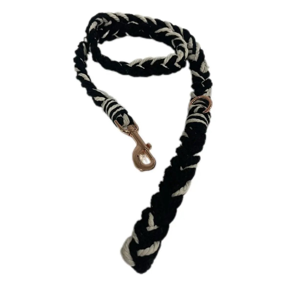 Luxe Macramé Dog Leash (Large) - Black, Gold image