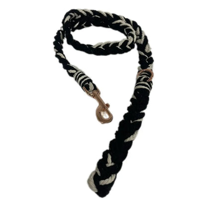 Luxe Macramé Dog Leash (Large) - Black, Gold image