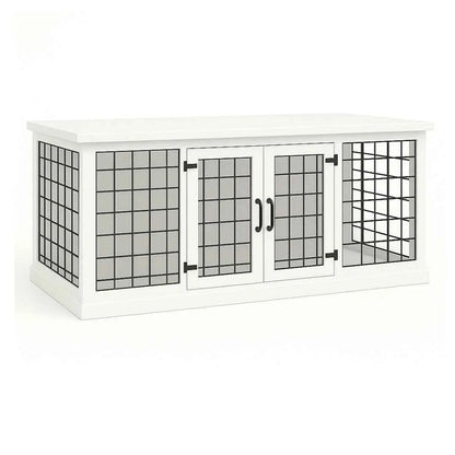 The DUO – Arctic Hinged Style Double Wooden Dog Crate With Mesh image 5