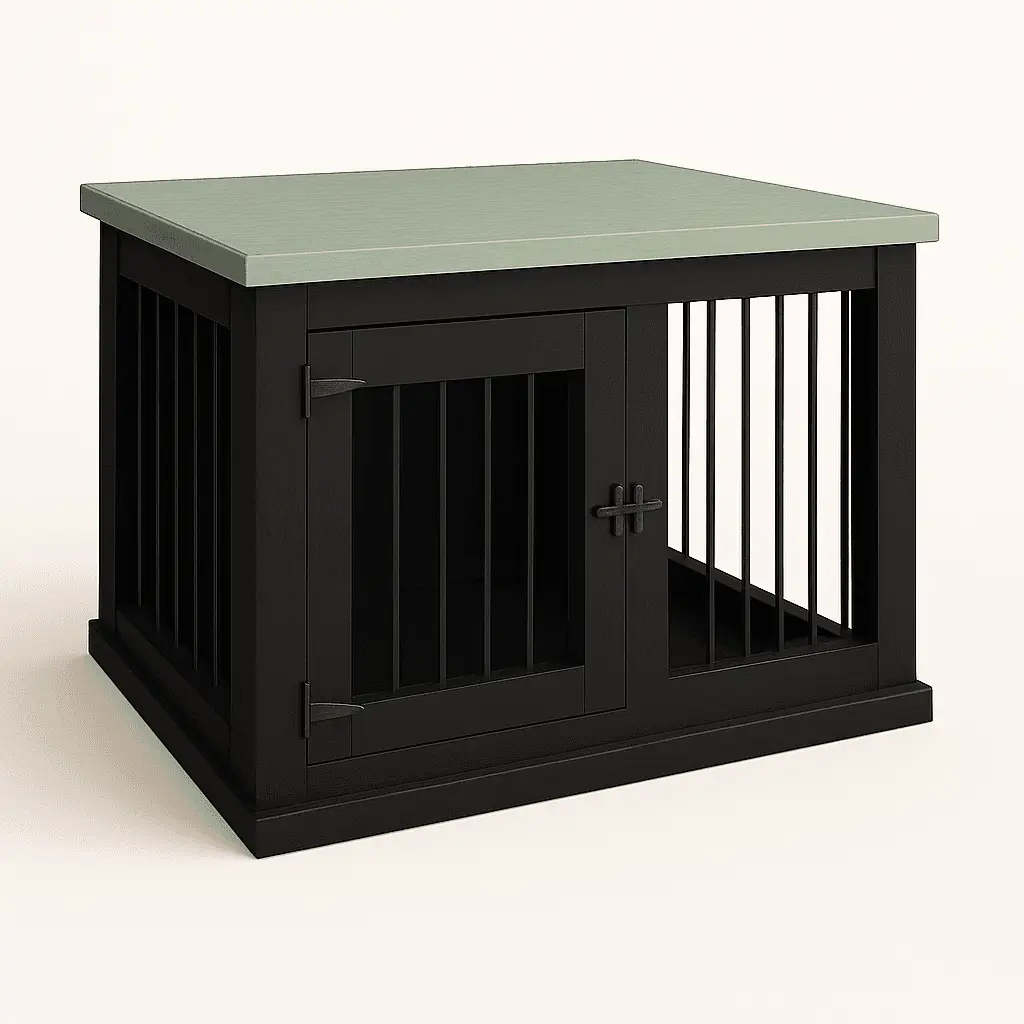 The Studio -Hinged Night Sky Single Wooden Dog Crate with Bars image 5