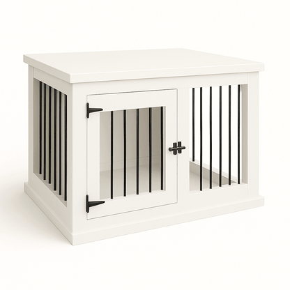 The Studio -Hinged Arctic Single Wooden Dog Crate with Bars image 1