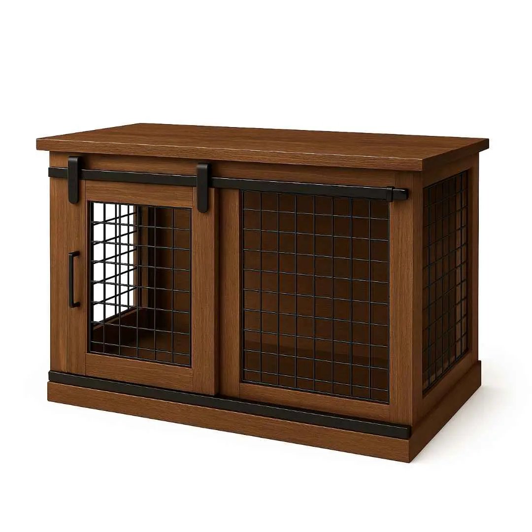 The Studio -Barn Style ESPRESSO Single Wooden Dog Crate with Mesh - Espresso image
