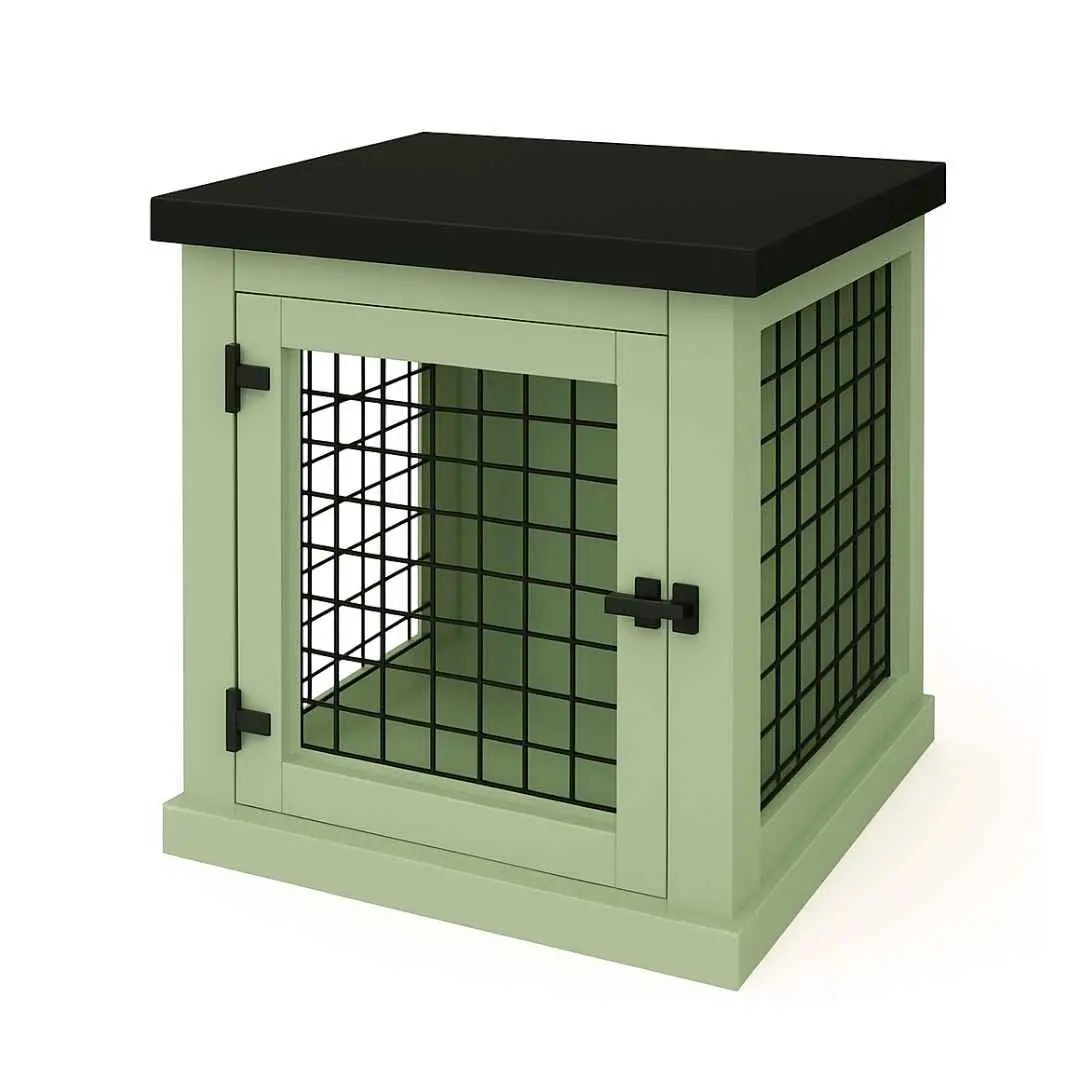 The Den - SAGE Coloured Bedside Dog Crate with Mesh & Hinged Door - Night Sky image