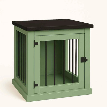 The Den - Sage Coloured Bedside Dog Crate with Bars & Hinged Door image 3