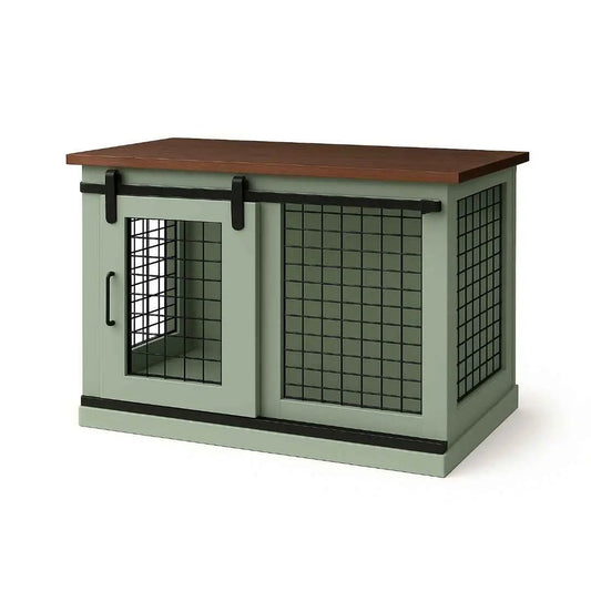 The Studio -Barn Style SAGE Single Wooden Dog Crate with Mesh image 0