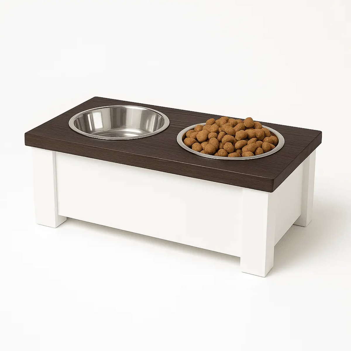 2-Bowl Chic' Wooden Dog Feeder image 0