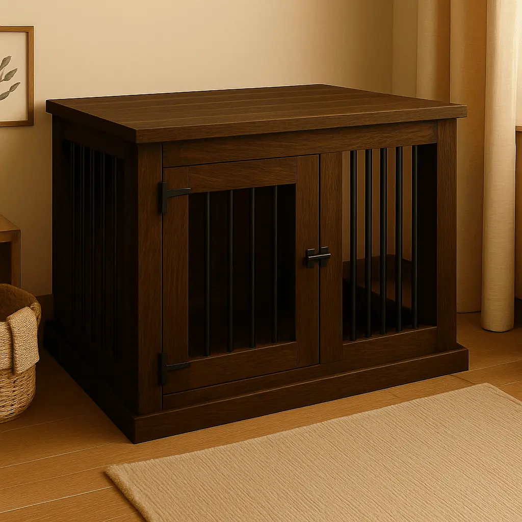 The Studio -Hinged Espresso Single Wooden Dog Crate with Bars image 6