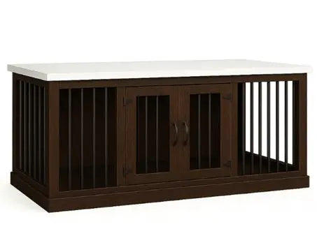 The LOFT – Espresso Open Plan Wooden Dog Crate with Bars & Hinged Doors Paws and Willow