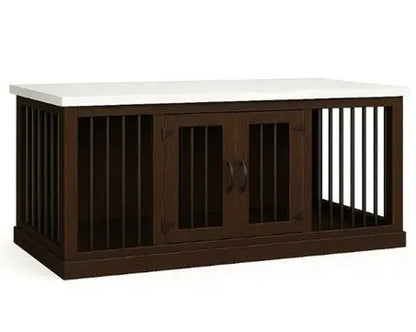 The LOFT – Espresso Open Plan Wooden Dog Crate with Bars & Hinged Doors Paws and Willow